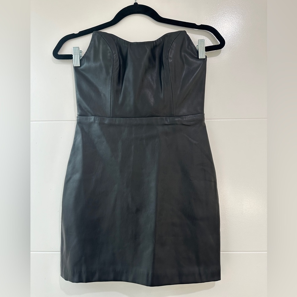 NBD Revolve Black Faux Leather Strapless Mini Dress NWT Night Out | Size S - Picture 7 of 11